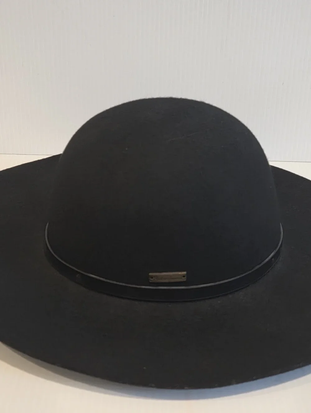 Black Wool Wide Brim Floppy Hat 3” Brim Boho Style Felt Soft Crown Womens Medium